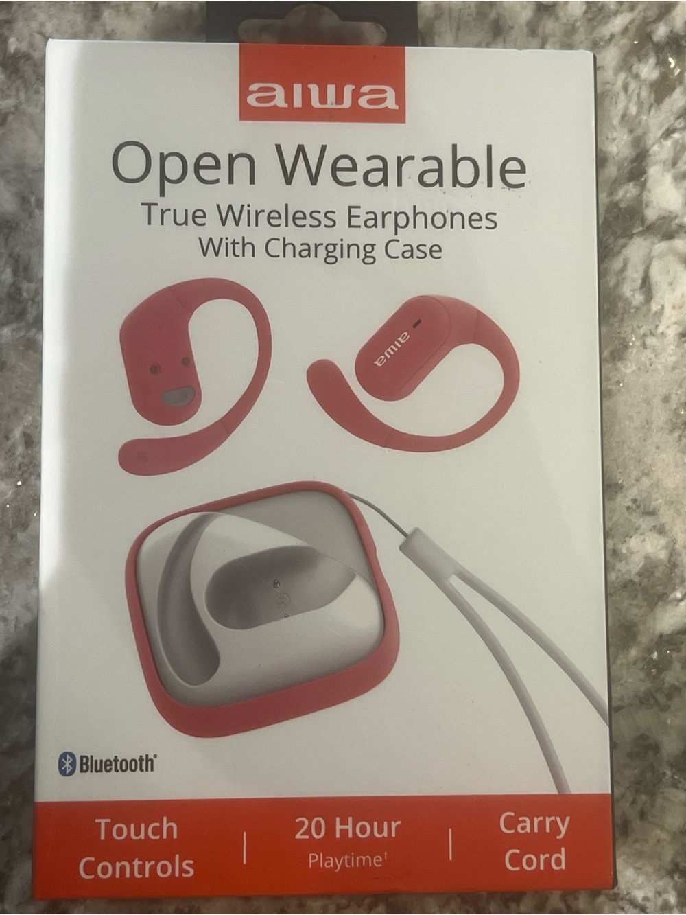 aiwa Open Wearable True Wireless Coral/pink.play, pause, skip tracks, or answer